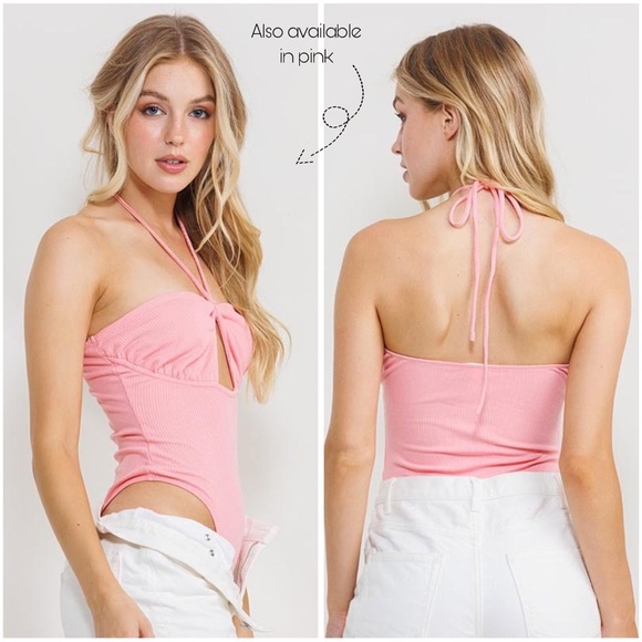 Halter Neck Bodysuit with Cut Out - Picture 3 of 3